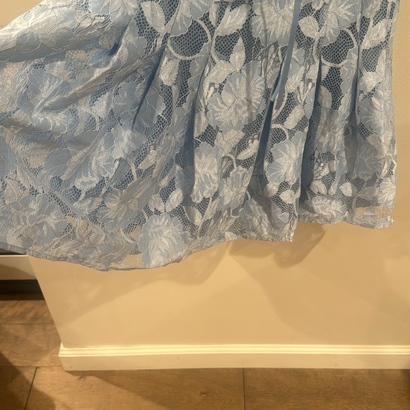 FOR LOVE & LEMONS Kate Mini Floral Dress large NWT blue lace open back revolve - Picture 9 of 13